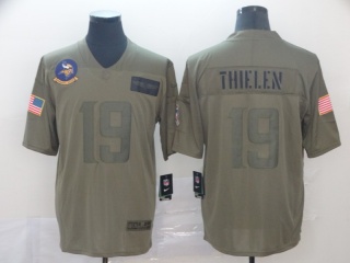 Minnesota Vikings 19 Adam Thielen 2019 Salute to Service Limited Jersey Olive