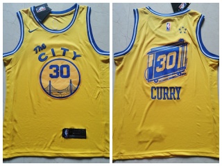 Nike Golden State Warriors 30 Stephen Curry The City Jersey Yellow