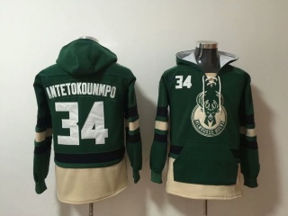 Milwaukee Bucks 34 Giannis Antetokounmpo Basketball Hoodie Green