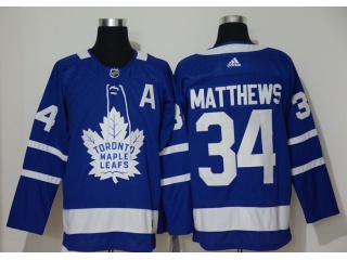 Adidas Toronto Maple 34 Auston Matthews Hockey Jersey Blue with A Patch