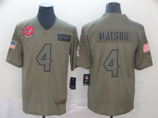 Houston Texans 4 Deshaun Waston 2019 Salute to Service Limited Jersey Olive