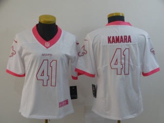Woman New Orleans Saints 41 Alvin Kamara Vapor Limited Jersey White Pink
