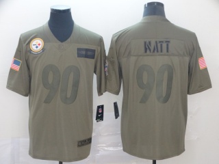 Pittsburgh Steelers 90 T.J. Watt 2019 Salute to Service Limited Jersey Olive