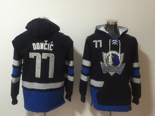 Dallas Mavericks 77 Luka Doncic Basketball Hoodie Navy Blue