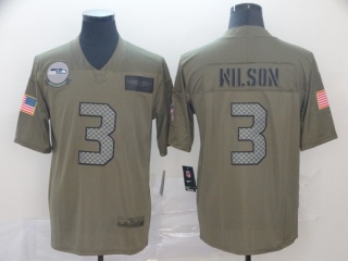 Seattle Seahawks 3 Russell Wilson 2019 Salute to Service Limited Jersey Olive
