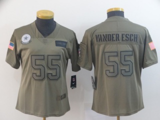 Woman Dallas Cowboys 55 Leighton Vander Esch 2019 Salute to Service Limited Jersey Olive