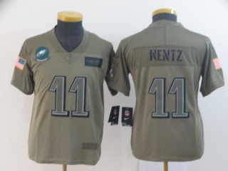 Youth Philadelphia Eagles 11 Carson Wentz 2019 Salute to Service Limited Jersey Olive