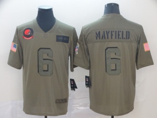 Cleveland Browns 6 Baker Mayfield 2019 Salute to Service Limited Jersey Olive