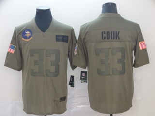 Minnesota Vikings 33 Dalvin Cook 2019 Salute to Service Limited Jersey Olive