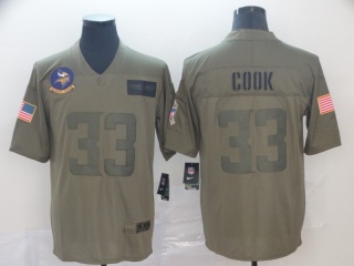 Minnesota Vikings 33 Dalvin Cook 2019 Salute to Service Limited Jersey Olive 