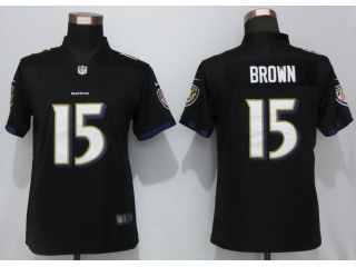 Woman Baltimore Ravens 15 Marquise Brown Vapor Limited Jersey Black
