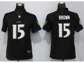 Woman Baltimore Ravens 15 Marquise Brown Vapor Limited Jersey Black