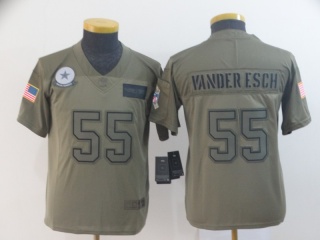 Youth Dallas Cowboys 55 Leighton Vander Esch 2019 Salute to Service Limited Jersey Olive