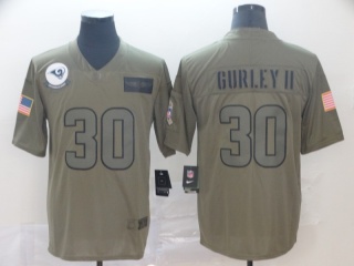 Los Angeles Rams 30 Todd Gurley II 2019 Salute to Service Limited Jersey Olive