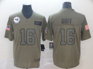 Los Angeles Rams 16 Jared Goff 2019 Salute to Service Limited Jersey Olive