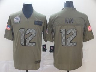 Seattle Seahawks 12 Fan 2019 Salute to Service Limited Jersey Olive