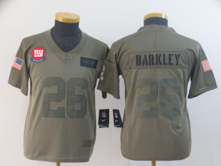 Youth New York Giants 26 Saquon Barkley 2019 Salute to Service Limited Jersey Olive