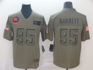 Cleveland Browns 95 Myles Garrett 2019 Salute to Service Limited Jersey Olive