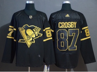 Adidas Pittsburgh Penguins 87 Sidney Crosby Hockey Jersey Black Golden