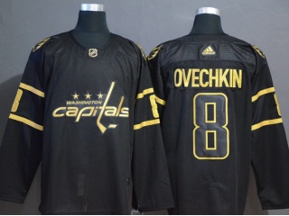 Adidas Washington Capitals 8 Alexander Ovechkin Hockey Jersey Black Golden