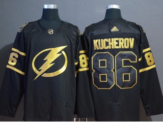 Adidas Tampa Bay Lightning 86 Nikita Kucherov Hockey Jersey Black Golden