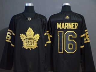 Adidas Toronto Maple Leafs 16 Mitch Marner Hockey Jersey Black Golden
