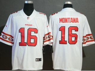 San Francisco 49ers 16 Joe Montana Team Logos Vapor Limited Jersey White