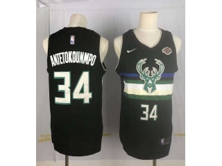 Nike Milwaukee Bucks 34 Giannis Antetokounmpo 2019 Finished Swingman Jersey Black