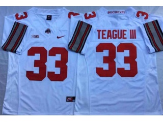 Ohio State Buckeyes #33 Master Teague III College Football Jersey White