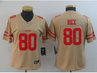 Woman San Francisco 49ers #80 Jerry Rice Inverted Legend Limited Jersey Yellow