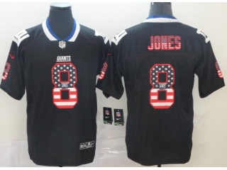 New York Giants 8 Daniel Jones USA Flag Fashion Limited Jersey Black