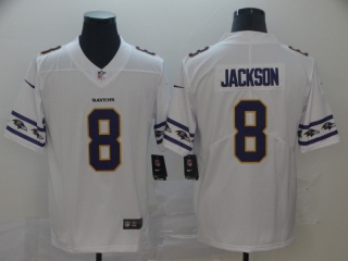 Baltimore Ravens 8 Lamar Jackson Team Logos Limited Jersey White