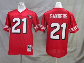 San Francisco 49ers 21 Deion Sanders Throwback Football Jersey Red 75th Patch