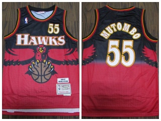 Atlanta Hawks 55 Dikembe Mutombo Basketball Jersey Red 1996-97 Throwback