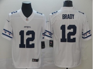 New England Patriots 12 Tom Brady Team Logos Limited Jersey White