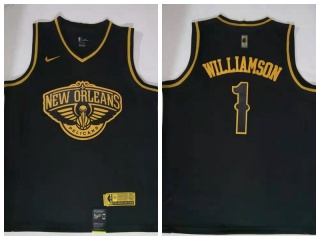 Nike New Orleans Pelicans 1 Zion Williamson Basketball Jersey Black Golden