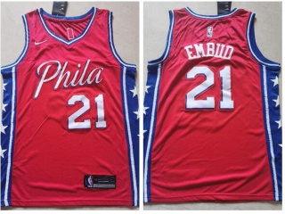 Nike Philadelphia 76ers #21 Joel Embiid Statement Jersey Red