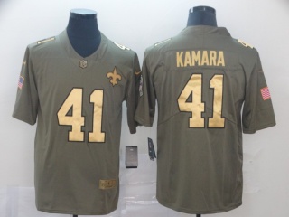 New Orleans Saints 41 Alvin Kamara Salute to Service Limited Jersey Olive Golden