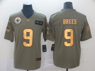 New Orleans Saints 9 Drew Brees Salute to Service Limited Jersey Olive Golden