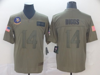 Minnesota Vikings 14 Stefon Diggs 2019 Salute to Service Limited Jersey Olive