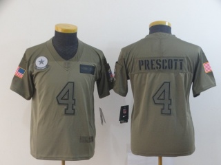 Youth Dallas Cowboys 4 Dak Prescott 2019 Salute to Service Limited Jersey Olive