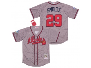 Atlanta Braves 29 John Smoltz 1999 Cooperstown Throwback Jersey Grey