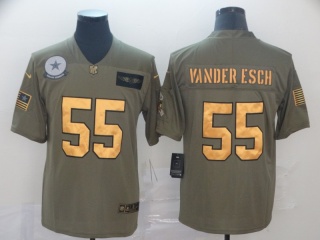 Dallas Cowboys 55 Leighton Vander Esch 2019 Salute to Service Limited Jersey Olive Golden