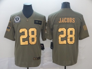 Oakland Raiders 28 Josh Jacobs 2019 Salute to Service Limited Jersey Olive Golden