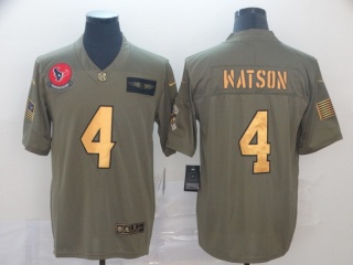 Houston Texans 4 Deshaun Waston 2019 Salute to Service Limited Jersey Olive Golden