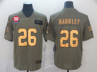 New York Giants 26 Saquon Barkley 2019 Salute to Service Limited Jersey Olive Golden