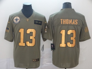 New Orleans Saints 13 Michael Thomas 2019 Salute to Service Limited Jersey Olive Golden