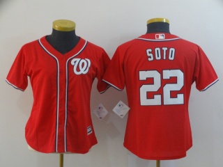 Woman Washington Nationals 22 Juan Soto Cool Base Jersey Red