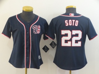 Woman Washington Nationals 22 Juan Soto Cool Base Jersey Blue