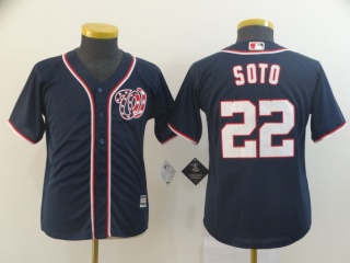 Youth Washington Nationals 22 Juan Soto Cool Base Jersey Blue